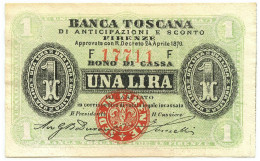 1 LIRA BANCA TOSCANA DI ANTICIPAZIONI E SCONTO FIRENZE 24/04/1870 SPL - Sonstige & Ohne Zuordnung