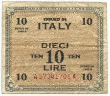 10 LIRE ERRORE STAMPA DOPPIA OCCUPAZIONE AMERICANA ITALIA BILINGUE FLC 1943 QBB - 2. WK - Alliierte Besatzung