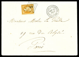 O N°21, 10c Bistre Obl Càd T17 EXPOSITION UNIVERSELLE POSTES Sur Lettre En Port Local. 1867. SUP. R. (certificats)  Qual - 1849-1876: Classic Period