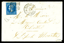 O N°22, 20c Bleu Obl Grille Sur Lettre + Cachet 'Corps Expéditionnaire D'Italie 2ème Division', TTB (signé Brun/certific - 1849-1876: Klassik