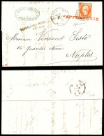 O N°23, 40c Orange Obl GC Italien '284' + Griffe Rouge AFFRANCHIE Sur Lettre De Marseille Du 4 Avril 68 Pour Naples. Gri - 1849-1876: Période Classique