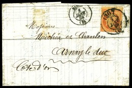 O N°23, 40c Orange Obl Càd Bureau De Passe 1307 Du 3 Janv 1868 + Càd T15 Dijon Sur Lettre Pour Arnay Le Duc. TB  Qualité - 1849-1876: Classic Period