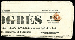 O N°40B, 2c Brun-rouge Oblitération Typographique Des Journaux, Seul Sur Journal Complet 'LE PROGRES'. SUPERBE. R.R. (si - 1849-1876: Classic Period