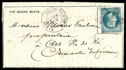 O LE DAGUERRE: 20c Lauré, Càd Du 10 Nov 1870 Sur Gazette Des Absents N°6 Pour ARS EN RE, Sans Arrivée. Courrier Saisi Pa - Krieg 1870