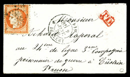 O PRUSSE: 40c Siège Obl étoile 24 Paris R De Cléry + Càd Du 2 Janv 1871 Pour Un Prisonnier De Guerre à CÜSTRIN (Prusse). - Guerre De 1870