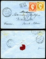 O Empire 10c +40c (N°13+16) Obl Pc '3772' Sur Petite Lettre De Rhodes Le 24 Avril 58 Pour Ribeauvillé, à Coté 'PP' Noir  - 1853-1860 Napoleon III