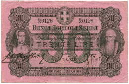 30 LIRE BANCA AGRICOLA SARDA CREDITO AGRARIO ORISTANO 01/01/1880 BB/BB+ - Altri & Non Classificati