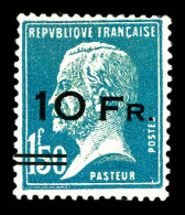 * N°4, Pasteur Surchargé à Bord Du Paquebot 'Ile De France', 10F Sur 1F50 Bleu, TRES BON CENTRAGE, SUPERBE. R.R. (signé  - 1927-1959 Neufs