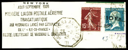 O N°4, Pasteur 10F Sur1F50 Bleu Surchargé à Bord Du Paquebot 'Ile De France' TRES BON CENTRAGE (+N°189) Sur Son Support  - 1927-1959 Covers & Documents