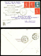 O N°4, Pasteur 10F Sur 1F50 Bleu Surchargé à Bord Du Paquebot 'Ile De France' (+N°199 X3 Exemplaires) Sur Lettre Recomma - 1927-1959 Ungebraucht