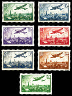 * N°8/14, Série Avion Survolant Paris, Les 7 Valeurs TB (certificat)  Qualité: *  Cote: 1300 Euros - 1927-1959 Mint/hinged