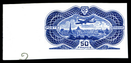 ** N°15, 50F Burelé Non Dentelé Et Sans Le Burelage Rose, Bord De Feuille Latéral, GRANDE RARETE DE LA POSTE AERIENNE FR - 1927-1959 Ungebraucht