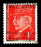 ** N°2, Pétain, 1F Rouge Surchargé 'PAR AVION RICHELIEU'. SUP. R. (signé Calves/certificat)  Qualité: **  Cote: 1100 Eur - Militärische Luftpost