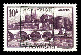 ** N°10, Timbre De France: Anger (N°500), 10F Violet Surchargé 'PAR AVION RICHELIEU', RARE Et SUP (certificat)  Qualité: - Military Airmail