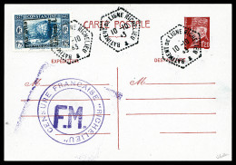 O N°12, Timbre D'Algérie, 1F75 Bleu Surchargé 'PAR AVION RICHELIEU', Sur Entier Pétain, Pièce Superbe Et Rare (signé Sch - Military Airmail