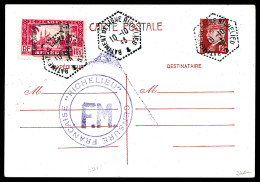 O N°15, Timbre Du Sénégal, 1F25 Rose Surchargé 'PAR AVION RICHELIEU', Sur Entier Pétain, Pièce Superbe Et Rare (signé Sc - Militärische Luftpost