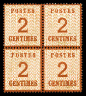 ** N°2b, 2c Brun-rouge, Burelage Renversé En Bloc De Quatre, Très Bon Centrage, Fraîcheur Postale. SUP (signé Calves/cer - Unused Stamps