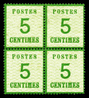 ** N°4, 5c Vert-jaune En Bloc De Quatre, Frais, TB (certificat)  Qualité: ** - Unused Stamps