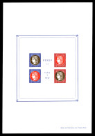 * N°3, Non Emis: Exposition Philatélique De 1937, Bloc Composé De 4 Timbres Non Dentelés Avec Cadre Et Texte BLEU Au Lie - Mint/Hinged