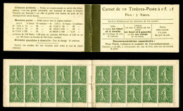 ** N°130-C5, 15c Semeuse Lignée, Couverture En 2ème Page: Taxe Revisée Le 12 Août 1919, Papier GC, Haut De Feuille, TB ( - Alte : 1906-1965