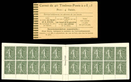 ** N°130-C7, 15c Vert, 40 Timbres, Papier GC, Couverture Avec Bande Striées, SUPERBE Et RARE (certificat)  Qualité: ** - Old : 1906-1965