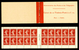 ** N°138-C1, Carnet De 20 Timbres à 0f.10- Prix: 2 Francs, TTB (certificat)  Qualité: ** - Alte : 1906-1965