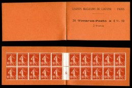 ** N°138-CM 5D, 'GRAND MAGASINS DU LOUVRE', Couverture Rose Foncé, Feuillet De 20 Timbres à 0f 10 Avec Millésime 5. SUP. - Old : 1906-1965