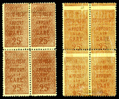 * N°7, (Maury N°6a), 25c, Impression Recto Et Verso Tête-bêche En Bloc De Quatre. SUP (certificat)  Qualité: *  Cote: 18 - Mint/Hinged