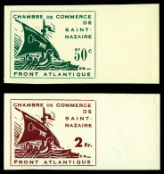 (*) N°8/9, Paire St Nazaire NON DENTELEE, Bord De Feuille Latéral. SUP (certificat)  Qualité: (*)  Cote: 2000 Euros - War Stamps