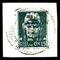 O N°2, 15c Vert-gris Oblitéré Cachet à Date Du 2.3.44 Sur Son Support. SUPERBE. R.R.R. (signé/certificats)  Qualité: Obl - War Stamps