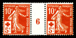 ** N°147, Croix Rouge De 1917 En Paire Millésime '6' (* Sur Interpaneau), TB  Qualité: **  Cote: 680 Euros - Millésimes