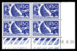 ** N°322/327, Série Expo De Paris 1936 En Blocs De Quatre. TB  Qualité: **  Cote: 626 Euros - 1930-1939