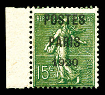 ** N°25, 15c Vert-olive Surchargé 'POSTES PARIS 1920', Bord De Feuille, Fraîcheur Postale. SUP (certificat)  Qualité: ** - 1893-1947