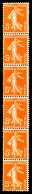 ** N°5, 5c Semeuse, Orange-foncé En Bande De 6. TTB  Qualité: **  Cote: 305 Euros - Coil Stamps