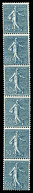 ** N°7, 50c Semeuse Lignée, Bande Verticale De Six N°161. TTB  Qualité: **  Cote: 525 Euros - Coil Stamps