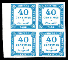 ** N°7, 40c Bleu En Bloc De Quatre Bord De Feuille Latéral (1ex*), Fraîcheur Postale. SUP. R.R. (certificat)  Qualité: * - 1859-1959 Neufs