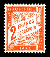 ** N°41, 2f Rouge-orange, Très Bon Centrage. SUP (certificat)  Qualité: **  Cote: 1040 Euros - 1859-1959 Mint/hinged