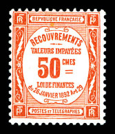 ** N°47, 50c Rouge, TB (certificat)  Qualité: **  Cote: 1100 Euros - 1859-1959.. Ungebraucht