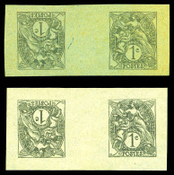 (*) N°107, 1c Gris Sur Blanc Et 1c Gris Sur Vert, 2 épreuves TETE-BECHE Avec Pont. TTB (certificat)  Qualité: (*) - Unused Stamps