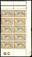 ** N°120, 50c Merson, Spectaculaire Piquage Déplacé Sur Bloc De 10 Exemplaires Dont 2 Paires Sans Perforations De Separa - Unused Stamps