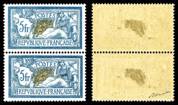 ** N°123, 5F Bleu Et Chamois: Impression Recto-verso De La Teinte De Fond En Paire Verticale. R.R. SUP (certificat)  Qua - Unused Stamps