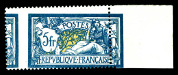 ** N°123, 5f Merson, Piquage à Cheval, Bord De Feuille. SUP (certificat)  Qualité: ** - Unused Stamps