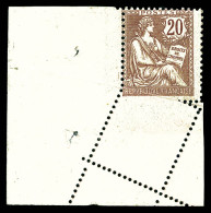 ** N°126, 20c Mouchon, Piquage Oblique Par Pliage, Coin De Feuille. SUP. R. (certificat)  Qualité: **  Cote: 650 Euros - Unused Stamps