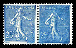 * N°132, 25c Semeuse, Exemplaire Impression Floue Tenant à Normal. TTB (certificat)  Qualité: * - Unused Stamps