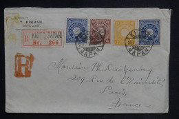 JAPON - Enveloppe En Recommandé De Kioto Pour Paris En 1908, Affranchissement Quadricolore - L 149791 - Lettres & Documents