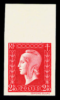 * N°693a, Dulac, 2F40 Rouge NON DENTELE, Bord De Feuille Supérieur, SUP (certificat)  Qualité: *  Cote: 750 Euros - 1941-1950