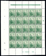 ** N°149, Orphelins, 5c +5c Vert En Feuille De 25 Exemplaires Avec Numéro, RARE Et SUP (certificat)  Qualité: **  Cote:  - Feuilles Complètes