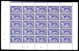 ** N°206, Merson 3f Violet-foncé Et Bleu, Panneau Complet De 25 Exemplaires, Fraîcheur Postale. SUP (certificat)  Qualit - Ganze Bögen