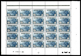 ** N°232, Orphelins, 5f +1f Noir Et Bleu En Feuille De 25 Exemplaires Avec Numéro Et Croix De Repère, TRÈS BON CENTRAGE, - Full Sheets