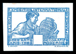 (*) N°212, Art Deco: épreuve D'état En Bleu-gris Sans Le Fond Et La Valeur. TTB. R.R. (certificat)  Qualité: (*) - Artist Proofs